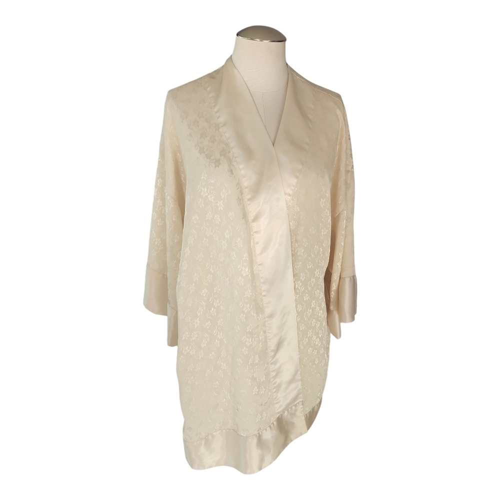 Cacique Lingerie Satin Kimono Robe Petite Small Cream - Picture 2 of 10